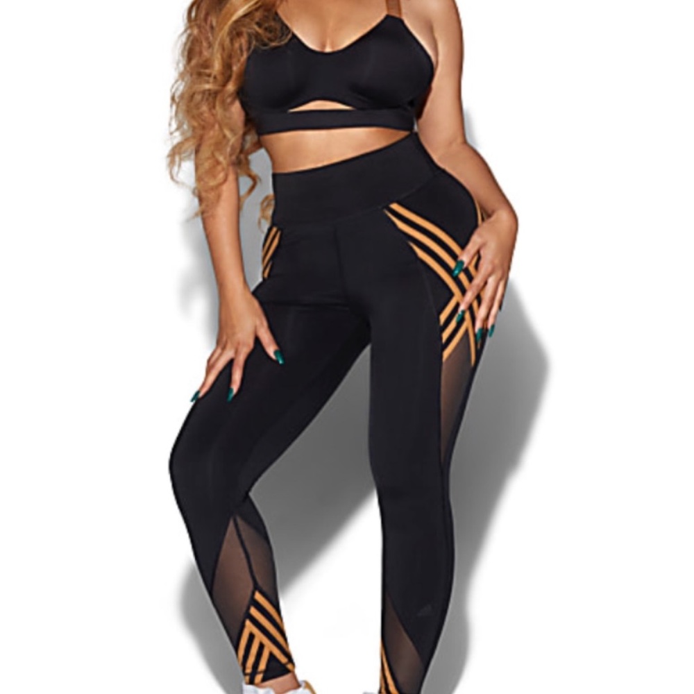 IVY PARK Black Leggings with Orange Stripe Detail